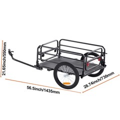 VEVOR Bike Cargo Trailer Bicycle Carrier Storage Cart 160 lbs Load Carbon Steel
