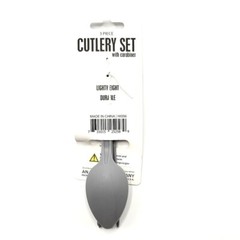 Camping Cutlery Utensil Set Carabiner Knife Fork Spoon Durable Reusable Hiking