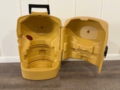 Vintage Red Coleman Lantern 200A Single Mantle & Yellow Clamshell Carrying Case