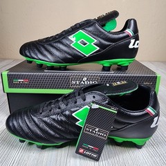 Lotto Stadio OG II FG Soccer Black/Green Mens Sizes 6.5-12 New Made In Italy