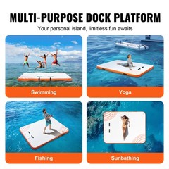 VEVOR Inflatable Floating Dock 8x6FT Inflatable Dock Platform Mat with Ladder