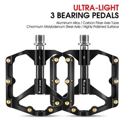 WEST BIKING Carbon Fiber Axle 3 Bearing MTB Road Bike Bicycle Pedals 9/16&Prime; Black