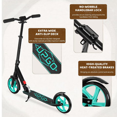 UPGO Kick Scooter for Ages 6+, 240 LB Max Load, Foldable, 8-Inch Wheels, Aquas