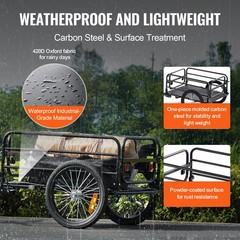 VEVOR Bike Cargo Trailer Bicycle Carrier Storage Cart 160 lbs Load Carbon Steel