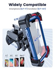 Motorcycle Phone Mount 1s Auto Lock 100mph Military Anti-Shake Bike Phone Holder
