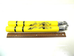 Practice Nunchucks Rubber Yellow Red Black Bruce Lee or Dragon Steel Chain 1 Pc