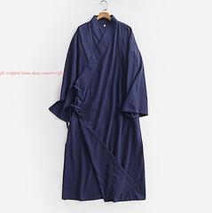Unisex Wudang Taoist Robe Kung Fu Martial Arts Tai Chi Cotton Linen Long Tops