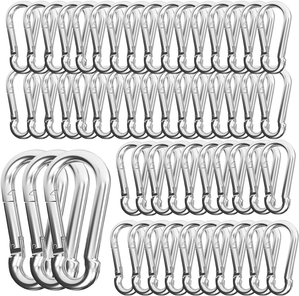 10/50/100 3&Prime; Heavy Duty Carabiner Clips M8 5/16&Prime; Galvanized Steel 500LBS