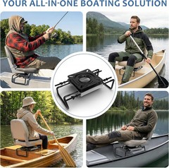 Adjustable Boat Seat Swivel Mount 7.5-18&Prime; – Clamp-on Base for Jon Boat & Fishing