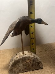 miniature flying mallard drake decoy sculpture vintage unknown