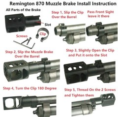 12 Ga Shotgun Muzzle Brake Clamp On Slip Over, Black Aluminum For Remington 870