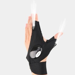 LED Half Finger Gloves Men Women Outdoor Waterproof Night Fishing Cycling Light