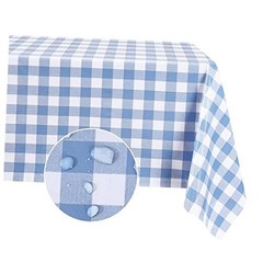 Rectangle Vinyl Tablecloth, 100% 54&Prime; x 78&Prime; (Rectangular) Light Blue Plaid