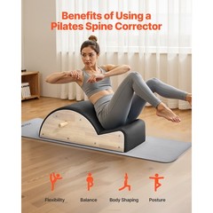 Uimoso Pilates Spine Corrector Arc for Fitness and Spine Stretching, Rubber Wood