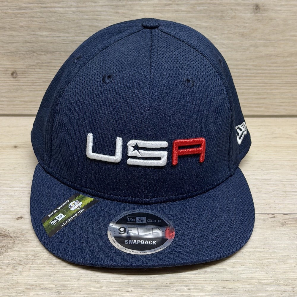New Era Blue Golf Snapback Hat Polyester OSFM USA Ryder Cup 2020 Adjustable