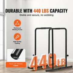 VEVOR Dip Bars Dip Stand Station 440 lbs Adjustable Height for Strength Training