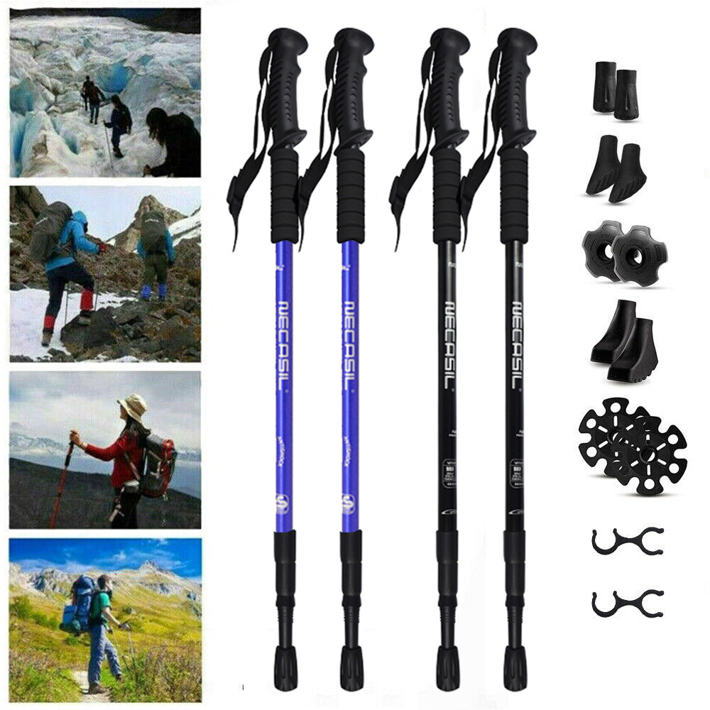 2X Trekking Poles Nordic Walking Sticks Adjustable Anti-shock Hiking Alpenstock