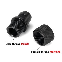 Adapter Female M8x0.75 To 1/2×28 Male For Walther P22 S&W M&P22