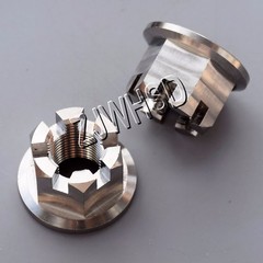 2pcs M14 x 1.25 Titanium Ti Hex Flange Slot Castle Crown Nut for Wheel Axle Hub