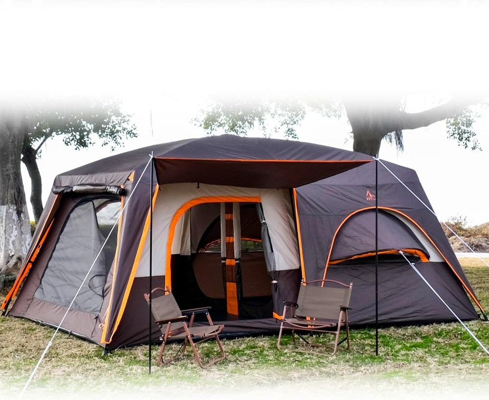 Extra Large Tent 12 Person,Family Cabin Tents,2 Bay-Windows,2 Rooms and 3 Doors