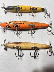 Lot 3 Unknown Devils Horse Type Lure Prop Bait Fishing Lure Topwater 4&Prime; Wood