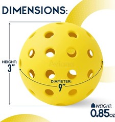 Pickleball Balls Set Outdoor – USAPA Approved – 12 Pack – Yellow