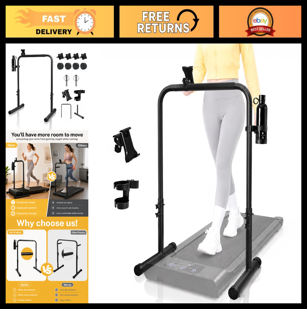 Adjustable Walking Pad Handle Bar with Cup & Phone Holder – 25.5&Prime; Treadmill Hand