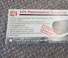 ATN 4- 12×60 LU Rifle Scope Mount Black 30mm Rings Rangefinder Never Used.