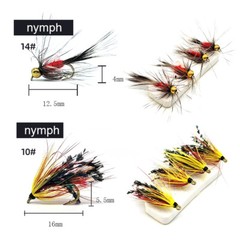 Fly Fishing Flies Kit Assortment Trout Bass with Fly Box Dry/Wet Flies 64pcs