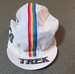 Vintage Trek Cycling Hat 70s 80s Rainbow Stripe Race Bike Tour USA White