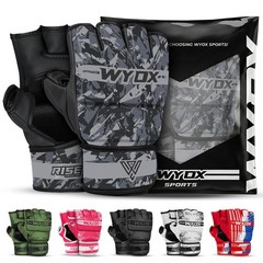 WYOX MMA Gloves Grappling Sparring, Boxing L/XL (8.2 – 10.6 inch), Grey Camo