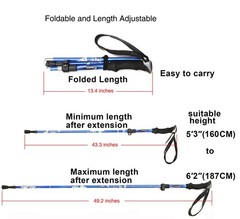 Ultralight Collapsible Trekking Pole Adjustable Hiking Walking Stick