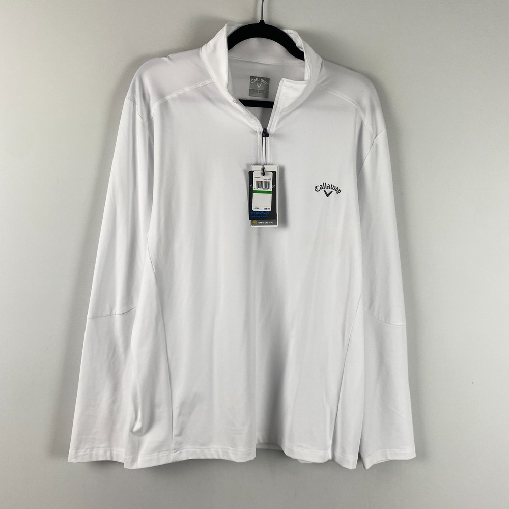 Callaway Lightweight Quarter Zip Golf Pullover Size Large White Stretch