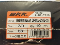 BKK Hybrid Heavy Circle SS Coated Hooks Inline Point 45° Angle Upturned Eye 7/0