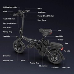 Peak 750W Foldable Electric Bike Adults 14&Prime; Ebike 48V 22MPH 30Miles E Bicycle US