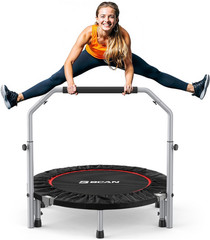 Mini Trampolín Fitness Plegable 40/48&Prime; con Manillar Ajustable, Carga 330/440 lb