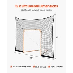 12×9 ft Hockey Lacrosse Goal Backstop Training Net Extended Coverage Net Only