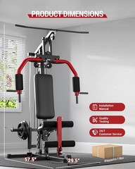 Multifunctional Home Gym Equipment Body Workout Station with Pulley System 400lb