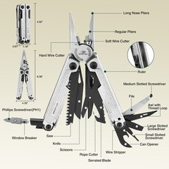 MOSSY OAK Multitool, 20-in-1 Stainless Steel Multi Tool Pliers Self-locking