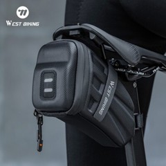 WEST BIKING Bicycle Saddle Bag EVA Carbon Pattern Hard Shell Seat Tail Bag 1.8L