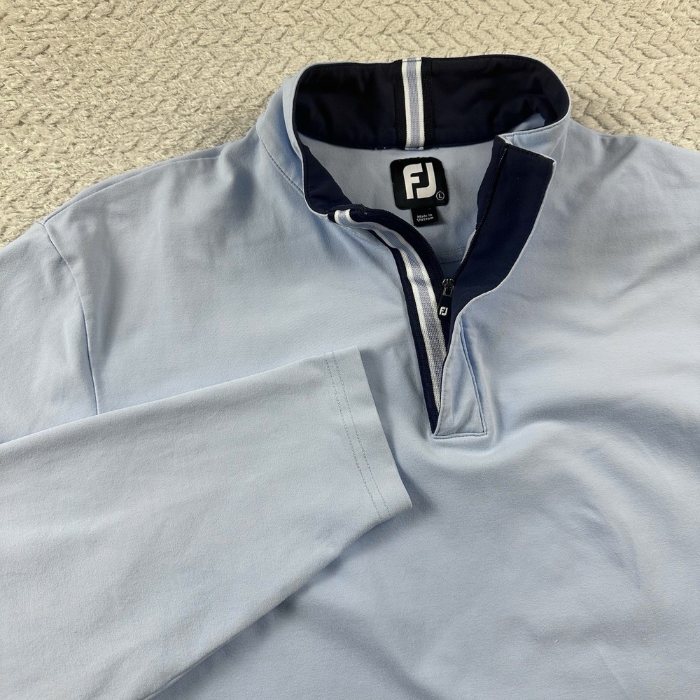 Footjoy 1/4 Zip Men’s Large Golf Pullover Baby Blue Preppy Performance Casual