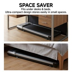 Alvantor Walking Pad Treadmill Ultra-Thin Under Quiet LED Remote Silver