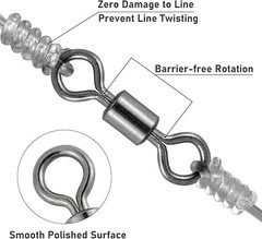 Rolling Barrel Swivel 42-330lb Fishing Swivels Solid Ring #1-#8,1/0-6/0 100PCS