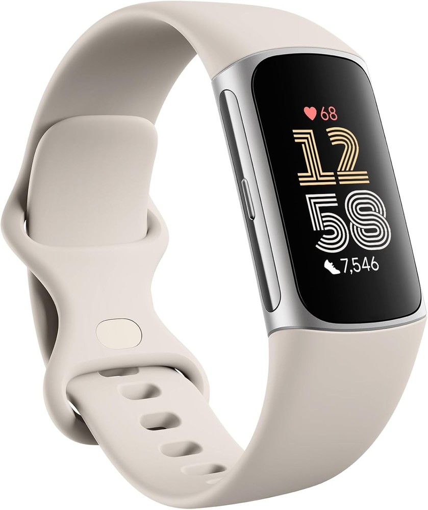 Fitbit Charge 6 Fitness Tracker with Google apps and GPS Porcelain/Silver
