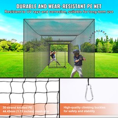 VEVOR 35FT Softball Baseball Cage Netting Heavy Duty PE Pitching Batting Net