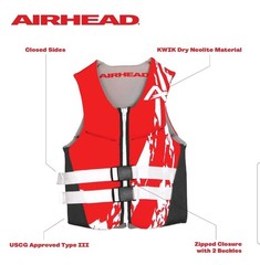 NWT AIRHEAD Swoosh Red Youth 55-88 Pounds Life Jacket Water Safety