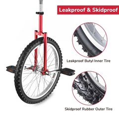 20 Inch Red Unicycle Adjustable Height Leakproof Mountain Tire Cycling Sports
