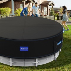 18 Ft Round Pool Cover with Reflective Strips, 420D Swimming Pool Cover for A…