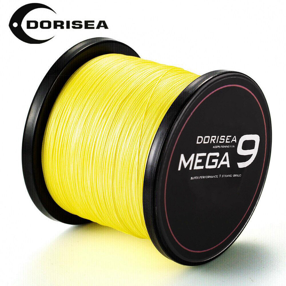 Dorisea MEGA 9 Strand 100M-2000M Yellow PE Round Braided Fishing Line 15LB-310LB