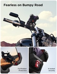 Motorcycle Phone Mount 1s Auto Lock 100mph Military Anti-Shake Bike Phone Holder